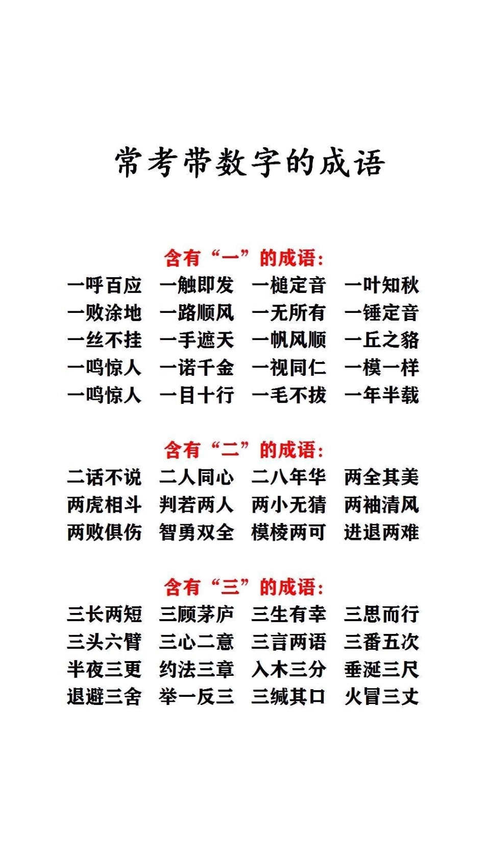 常考带数字成语必考考点 词语积累.pdf_第1页