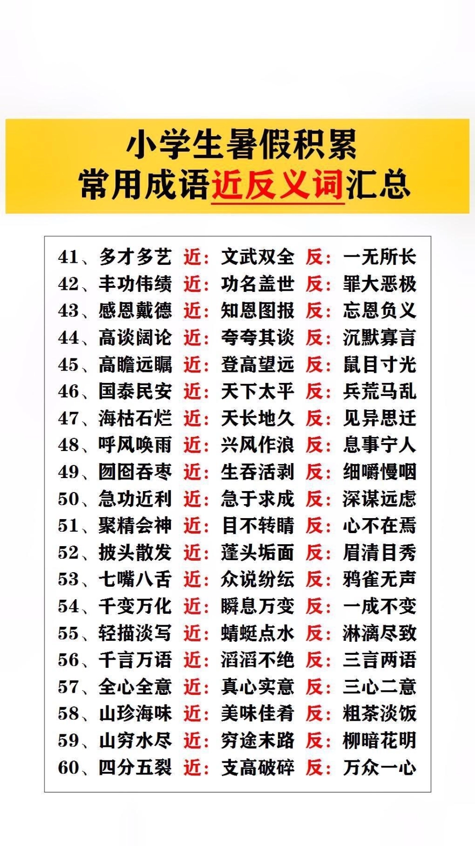 常用成语近反义词汇总词语积累 小学语文.pdf_第3页