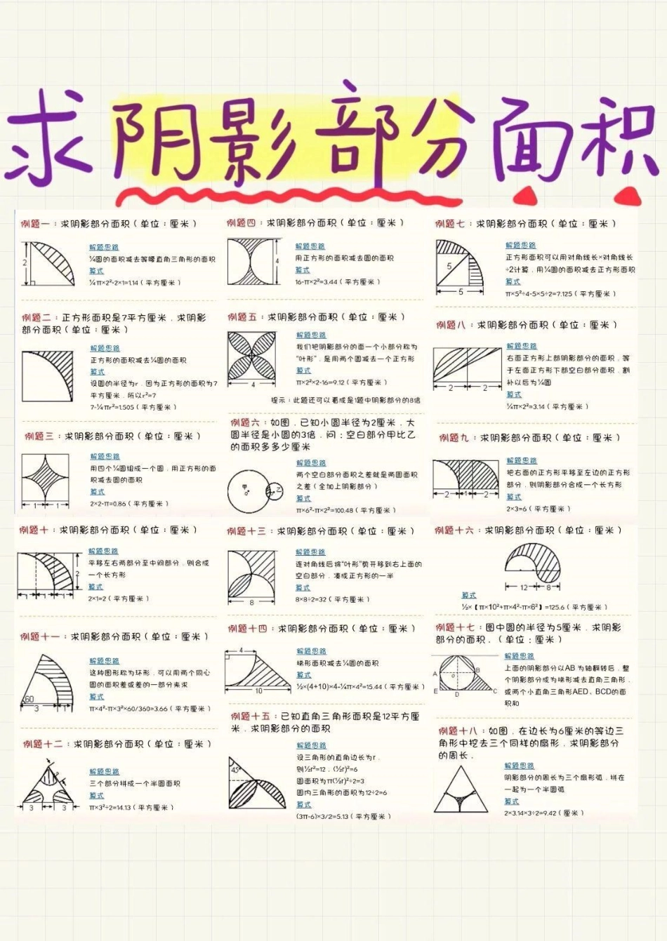 求阴影面积是数学的难点和重点，可以收藏打印给孩子做数学思维 小学数学.pdf_第1页