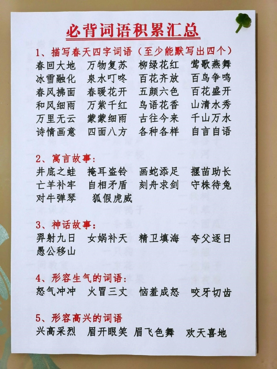 小学必背词语积累大全 知识点总结 教育 小学语文.pdf_第1页