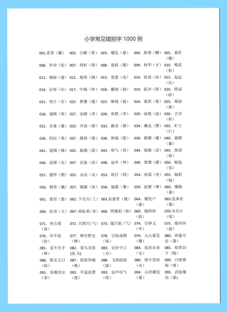 小学常见错别字1000例。小学常见错别字1000例错别字 小学错别字知识分享  小学语文知识点.pdf_第2页