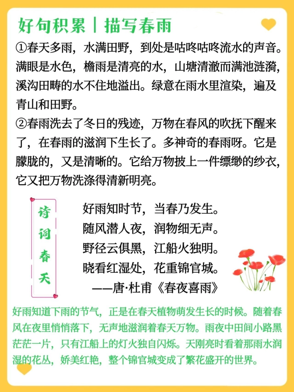 小学描写春雨范文和好句积累教育 小学语文 小学作文 学习.pdf_第1页