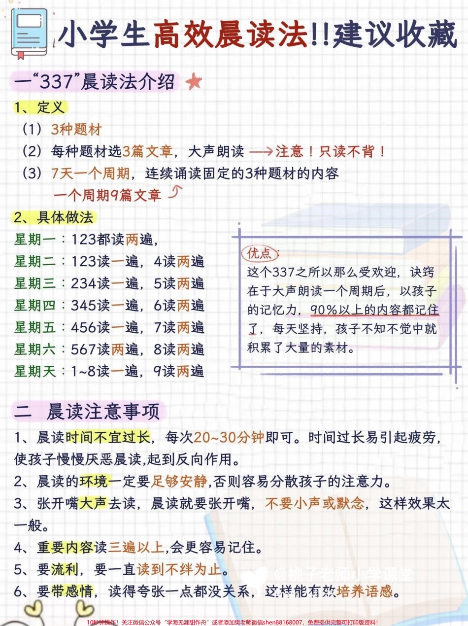 小学生晨读方法保姆级教程“附打卡古诗合集早晨，是一个人大脑最清醒的时刻，是一个人在一天之中记忆的“黄金期”!!晨读能够打开孩子的“学习脑”，让孩子在这一天的学习中，都会充满激情。“学习欲”有了，孩子的.pdf_第1页