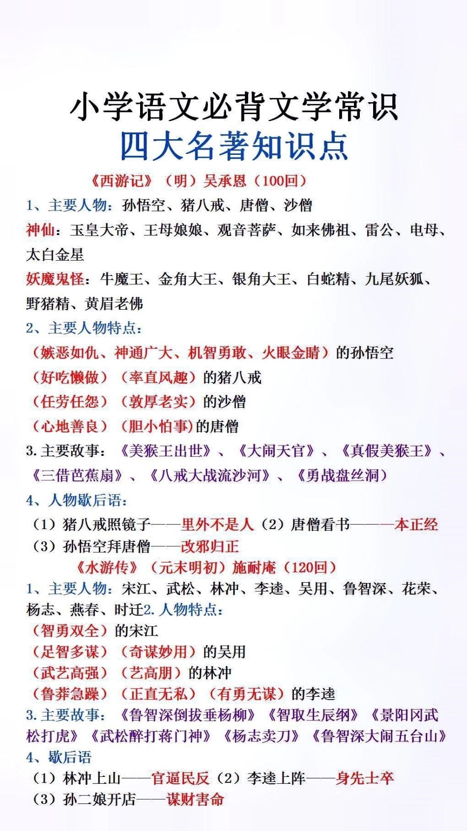 小学文学常识四大名著知识点必考考点 小学语文 文学常识.pdf_第1页