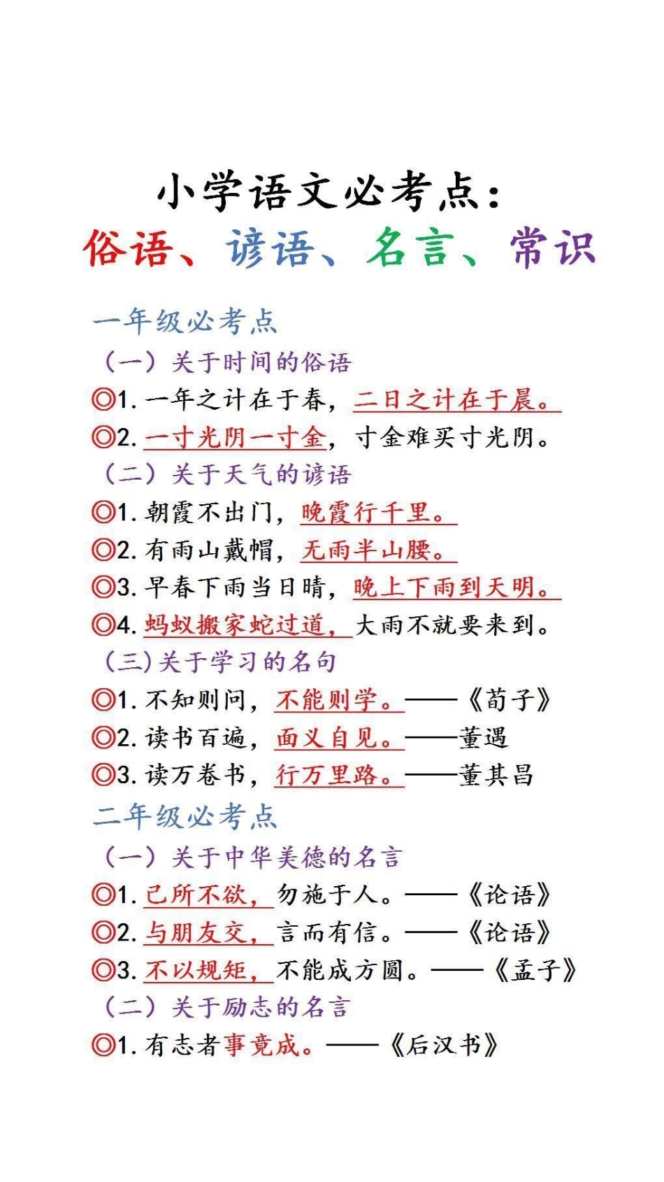 小学语文必考点必考考点 暑假充电计划.pdf_第1页