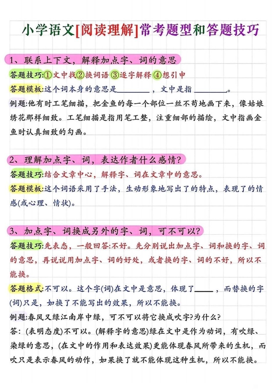 小学语文阅读理解常考题型答题技巧。小学语文阅读理解常考题型答题技巧阅读理解答题技巧常考题型 知识分享.pdf_第1页