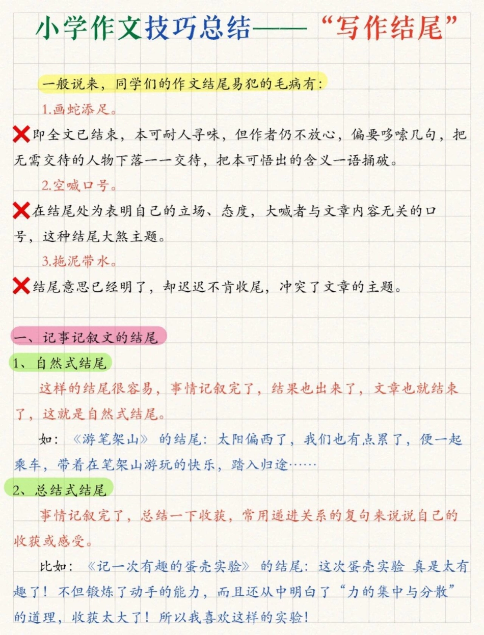 小学作文，如何写好结尾小学语文 作文素材.pdf_第1页