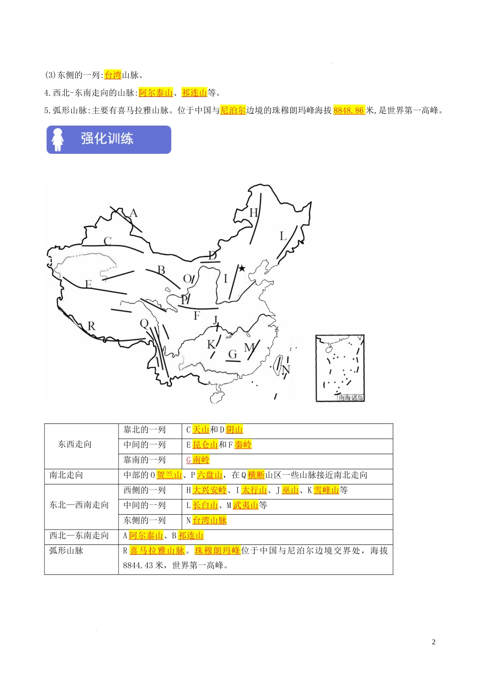 【八年级上册地理】第二章 中国的自然环境（考点梳理卷）-【难度分层单元卷】（解析版）.docx_第2页