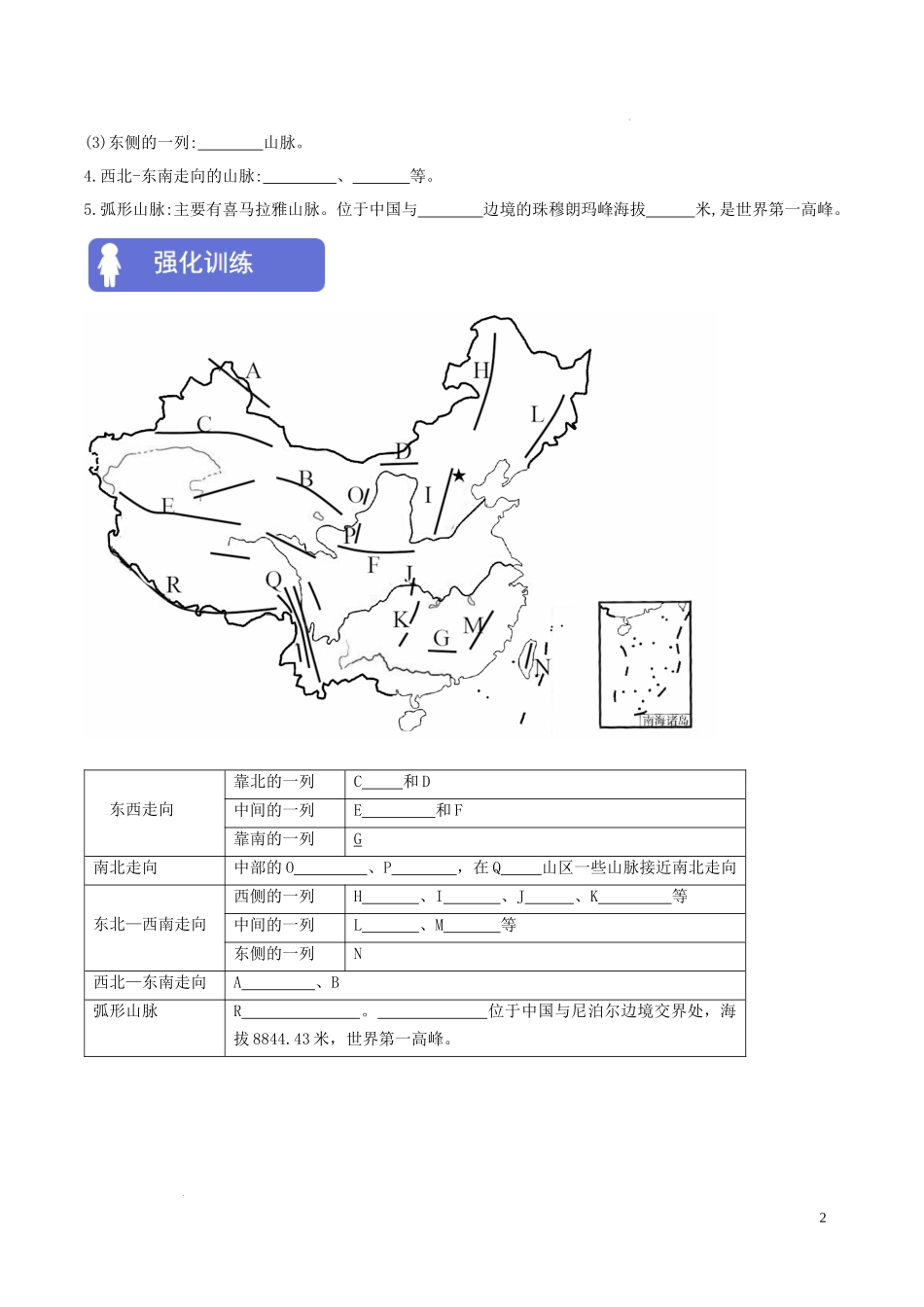 【八年级上册地理】第二章 中国的自然环境（考点梳理卷）-【难度分层单元卷】（原卷版）.docx_第2页