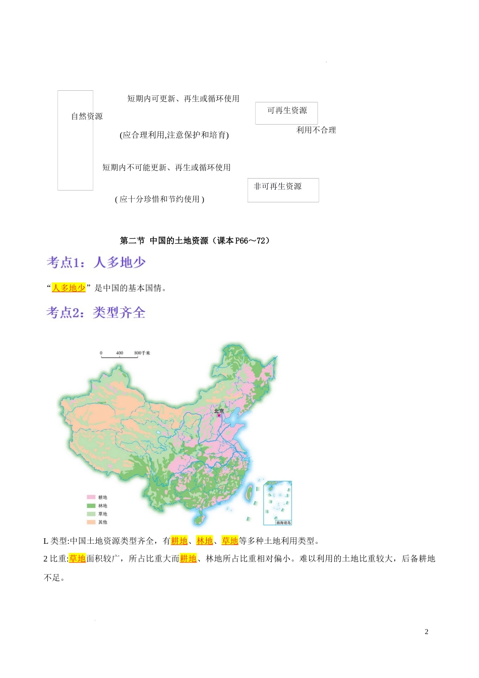 【八年级上册地理】第三章 中国的自然资源（考点梳理卷）-【难度分层单元卷】（解析版）.docx_第2页