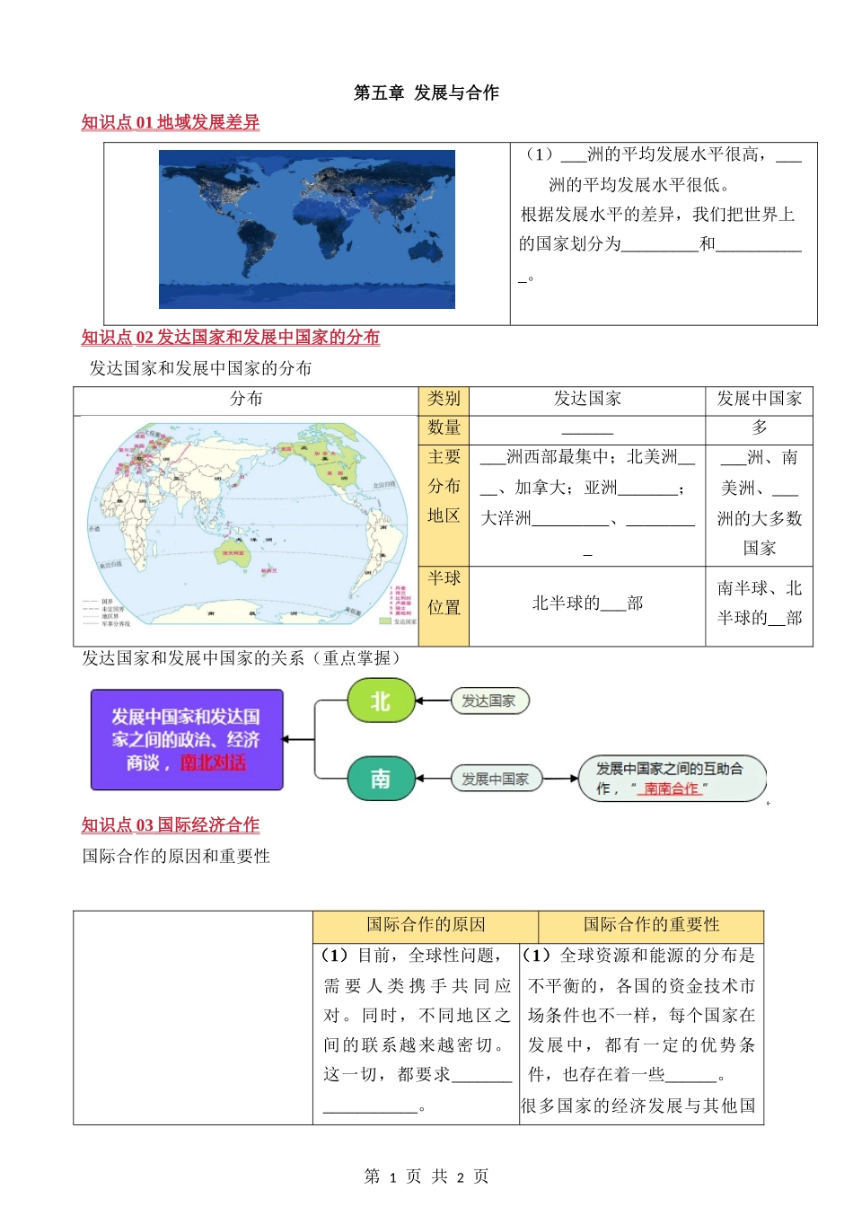 【七年级上册地理】默写05 第五章 发展与合作.docx_第1页