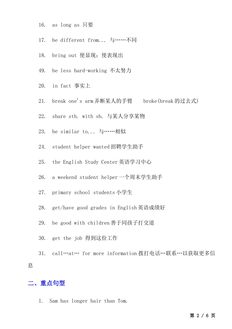 【人教】八上英语Unit 3 学习重点 .docx_第2页