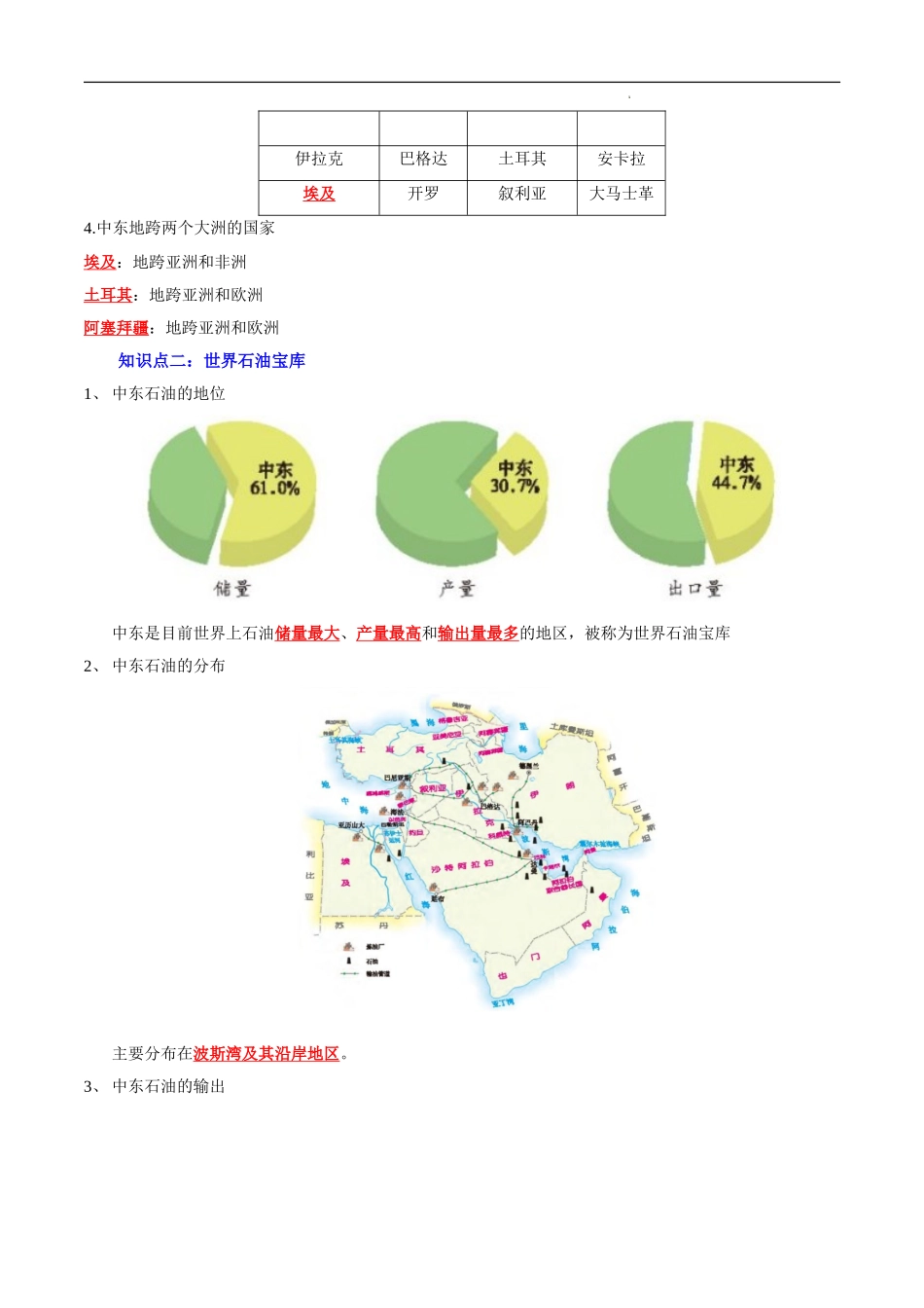 【中考地理】考前背诵知识手册汇总专题08 东半球其他的地区和国家.doc_第2页