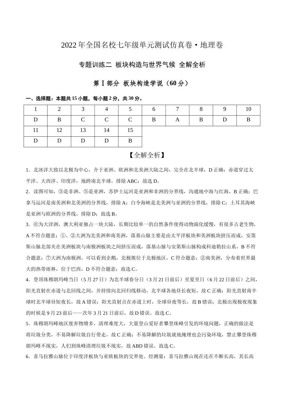 2022年全国名校七年级单元测试仿真卷地理卷（全解全析）.docx_第1页