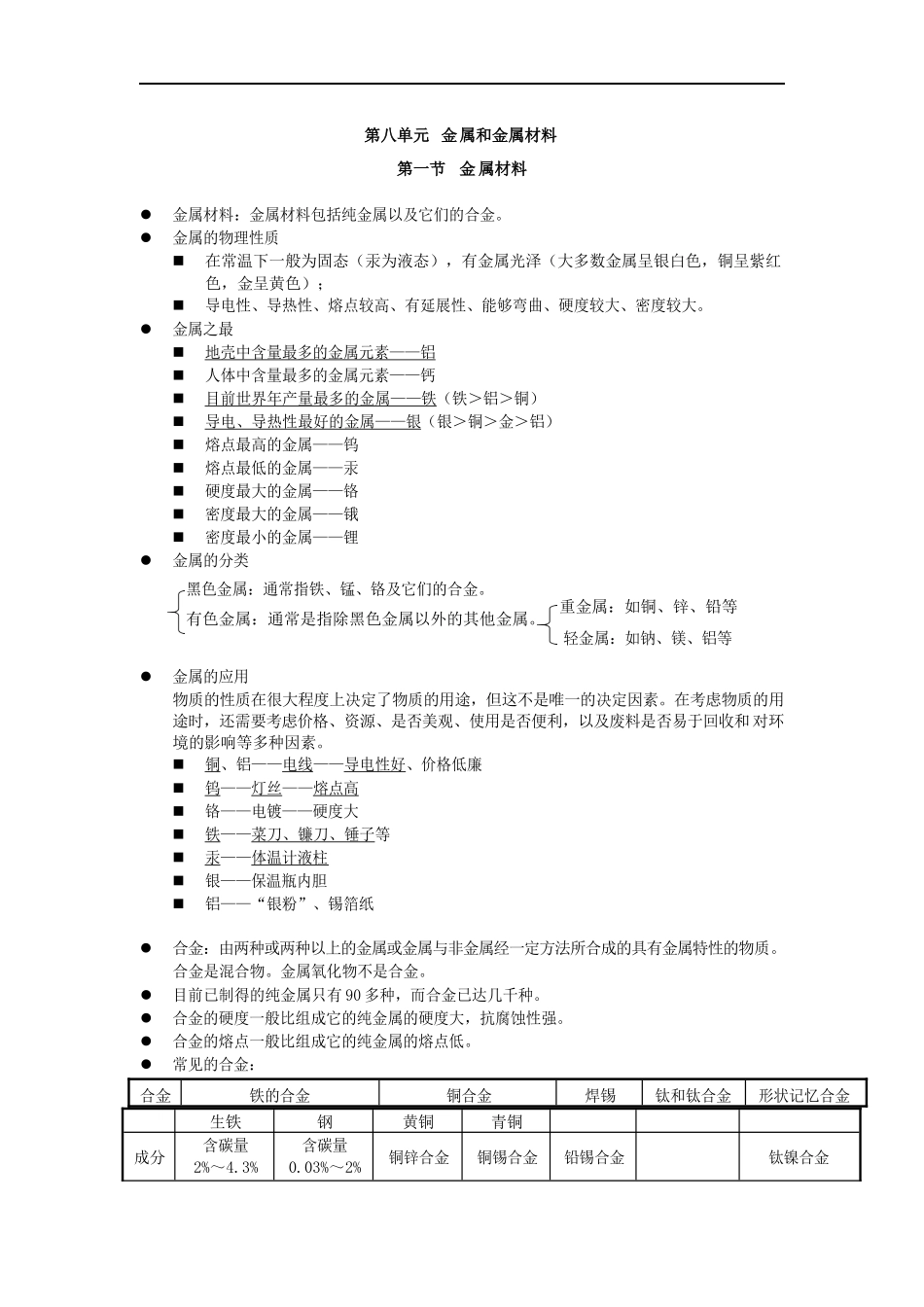 【初三化学人教版】第八单元金属和金属材料.docx_第1页