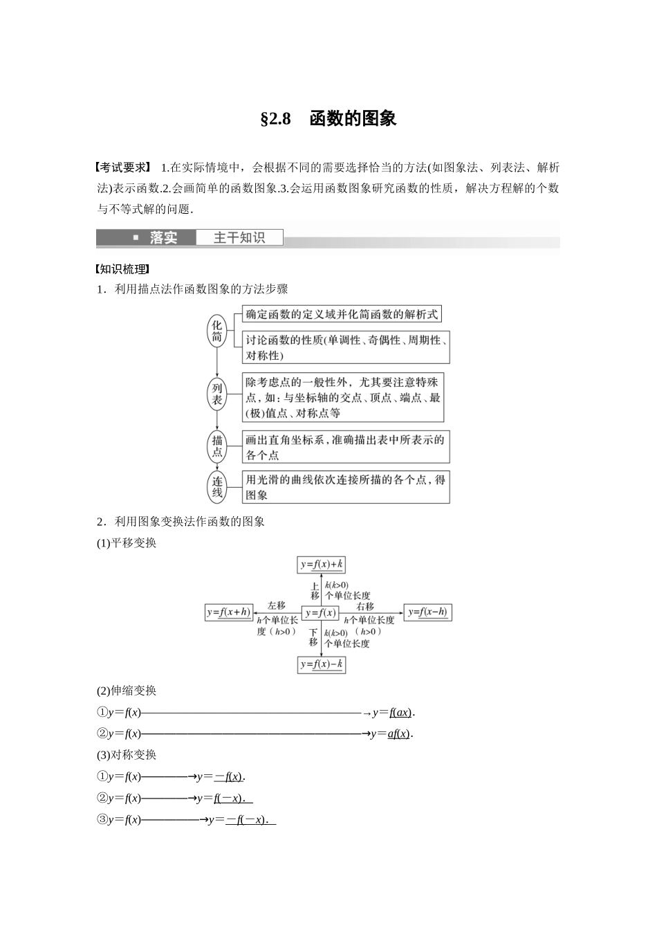 2023年高考数学一轮复习（全国版文） 第2章 2.8　函数的图象.docx_第1页