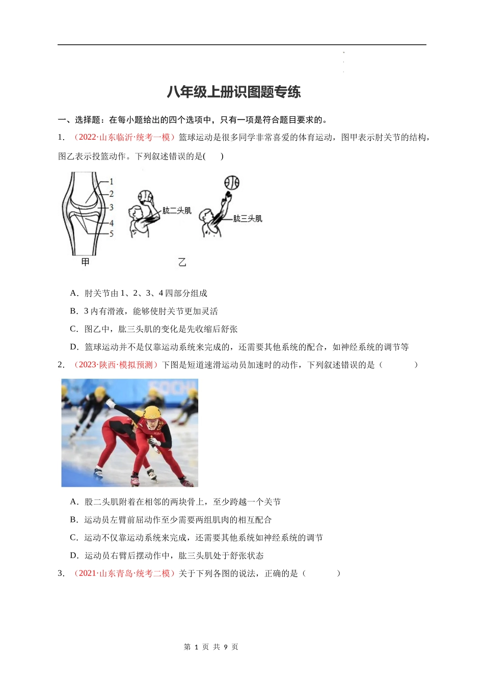 八年级上册识图题专练（原卷版）.docx_第1页