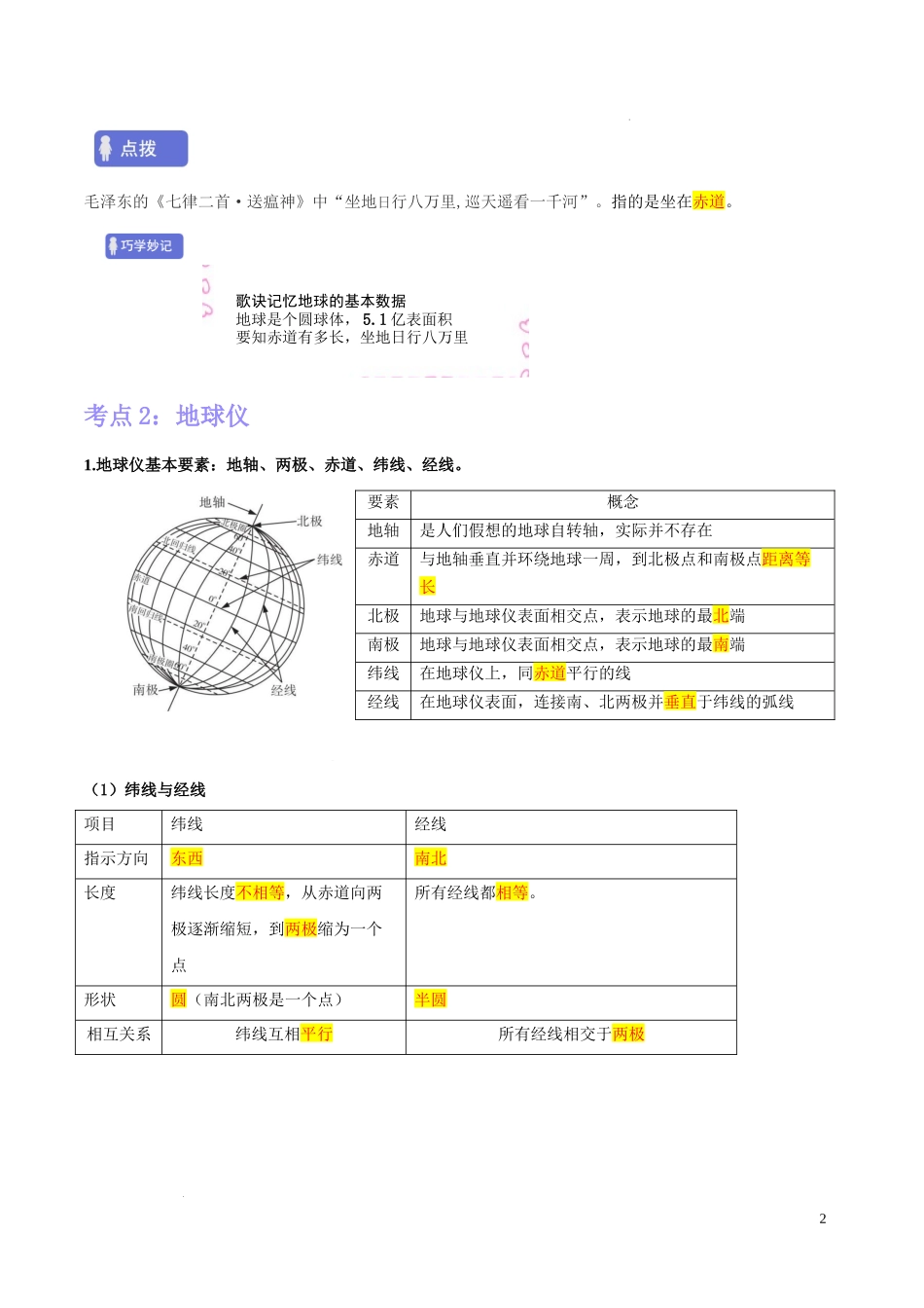 第二章    地球的面貌第二章地球的面貌 （考点梳理卷）-【难度分层单元卷】（解析版）.docx_第2页