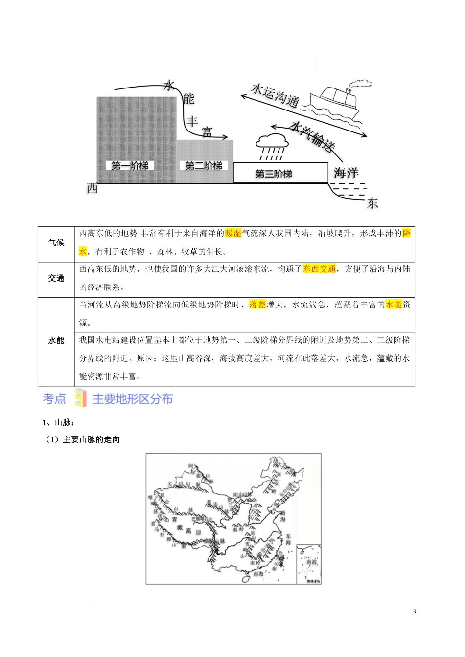 第三章  中国的自然环境（考点梳理卷）-【难度分层单元卷】（中图北京版）（解析版）.docx_第3页