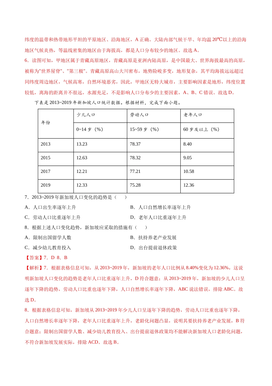 第四章 居民与聚落（A卷夯实基础）-七年级地理上册同步单元AB卷（人教版）（解析版）.docx_第3页