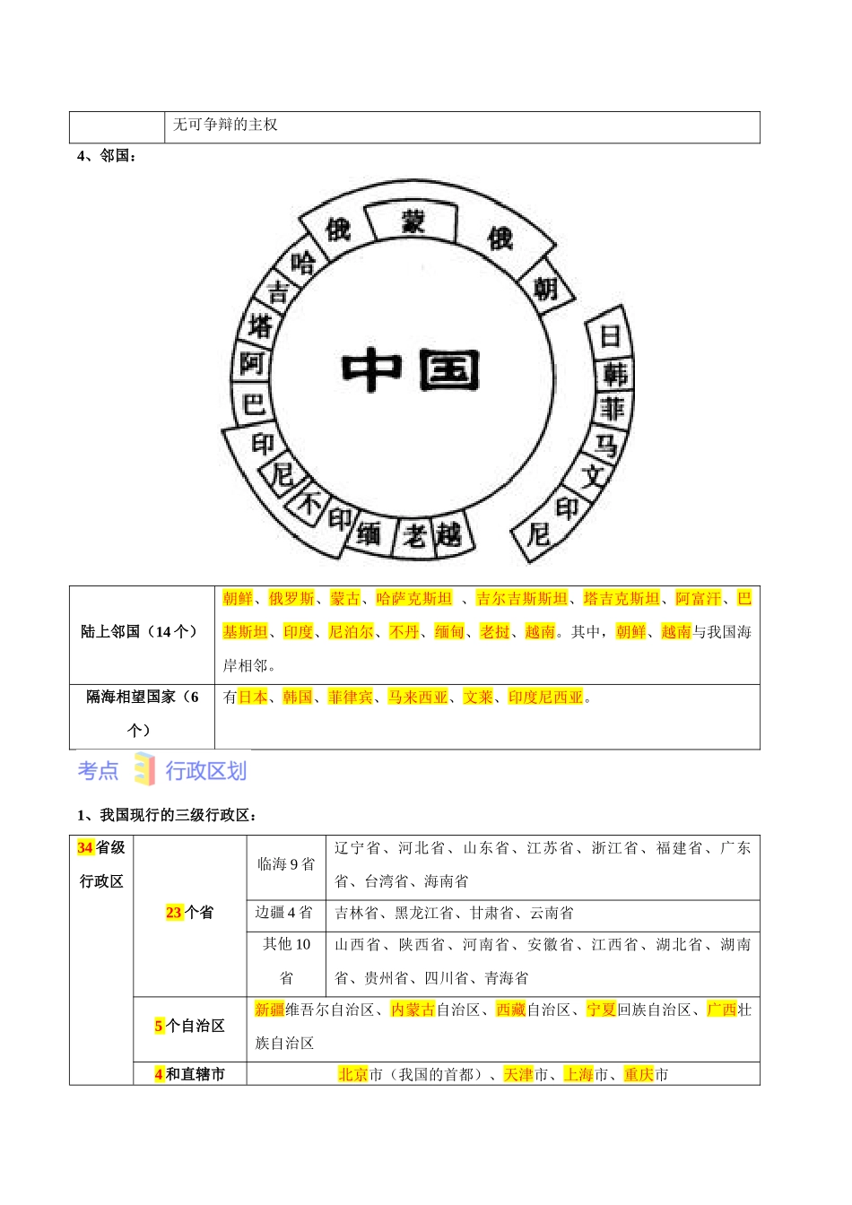 第一章  从世界看中国（考点梳理卷）  【难度分层】（人教版）（解析版）.docx_第3页