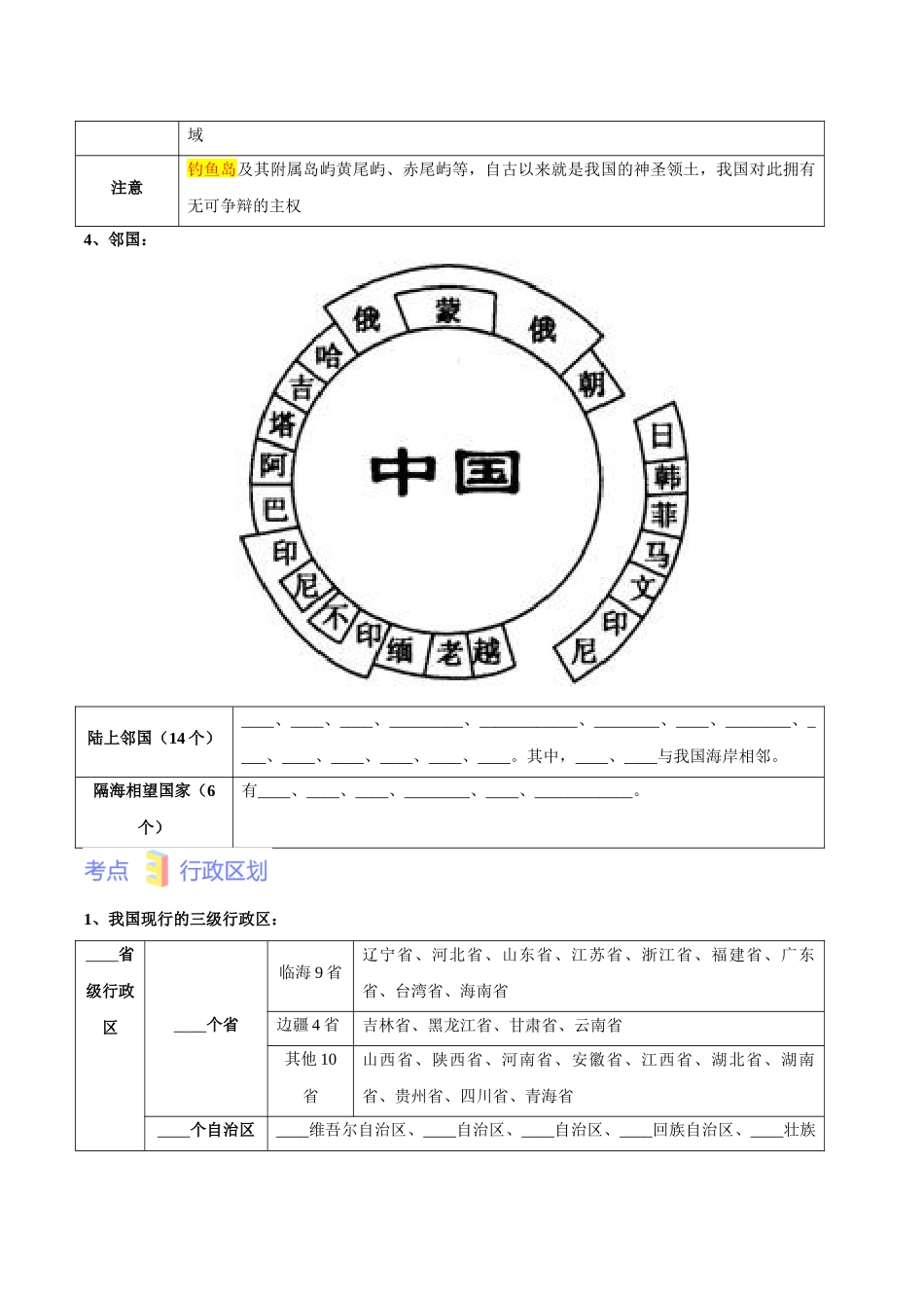 第一章  从世界看中国（考点梳理卷）  【难度分层】（人教版）（原卷版）.docx_第3页