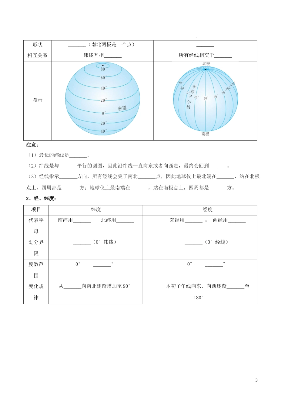 第一章  地球（考点梳理卷）-【难度分层单元卷】（原卷版）.docx_第3页