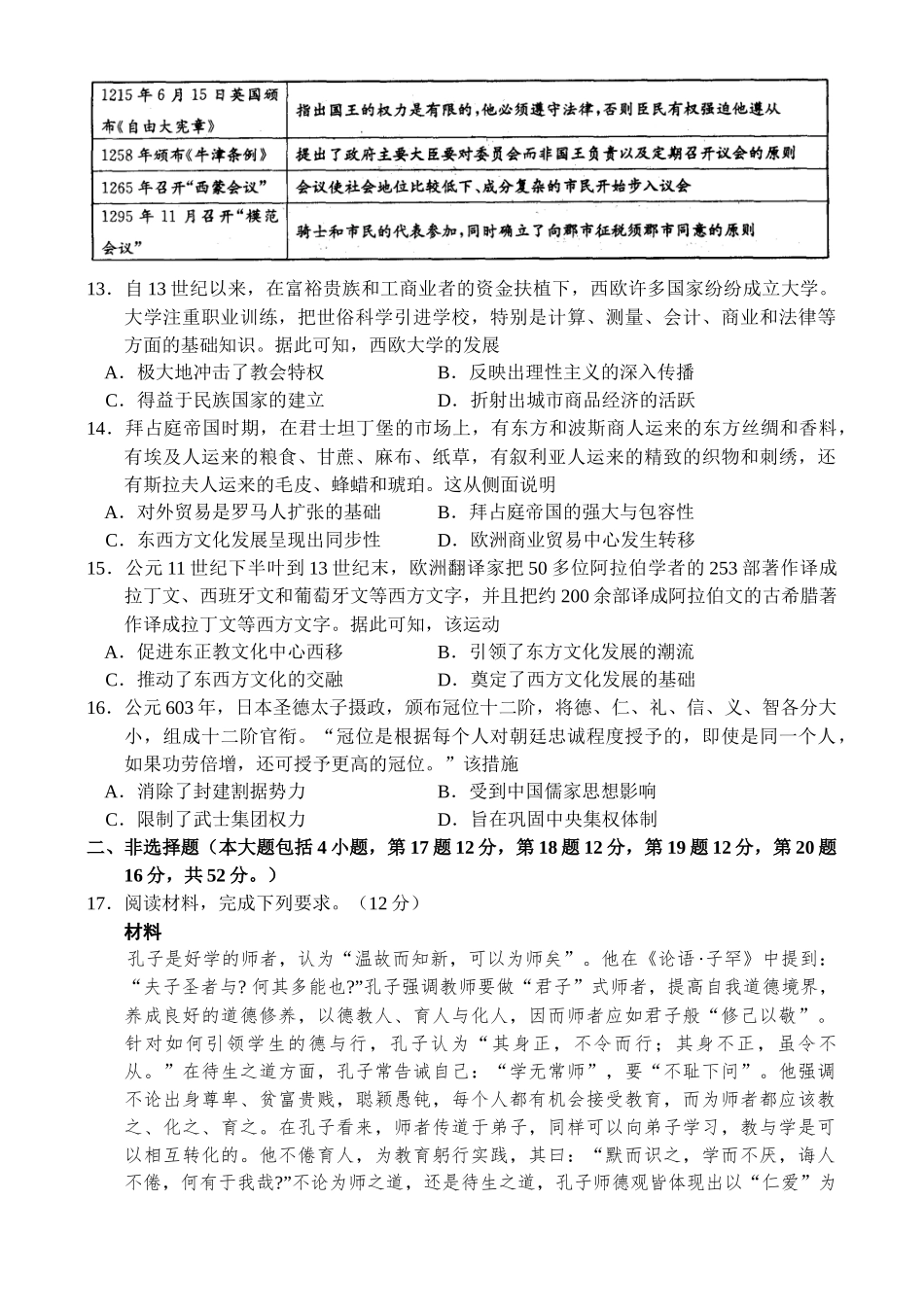 河南省新高中创新联盟TOP二十名校2024-2025学年高三上学期10月调研考试历史试题.docx_第3页