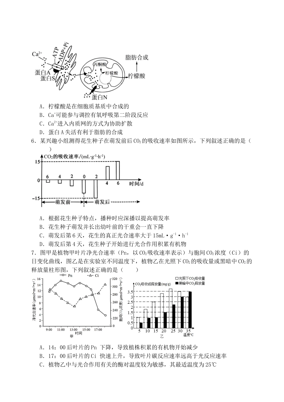黑龙江省牡丹江市省级示范高中2024-2025学年高三上学期期中考试 生物含答案.docx_第2页