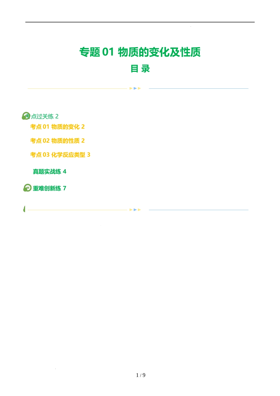 专题01 物质的变化及性质（练习）（原卷版）-2024年中考化学一轮复习讲练测（全国通用）.docx_第1页