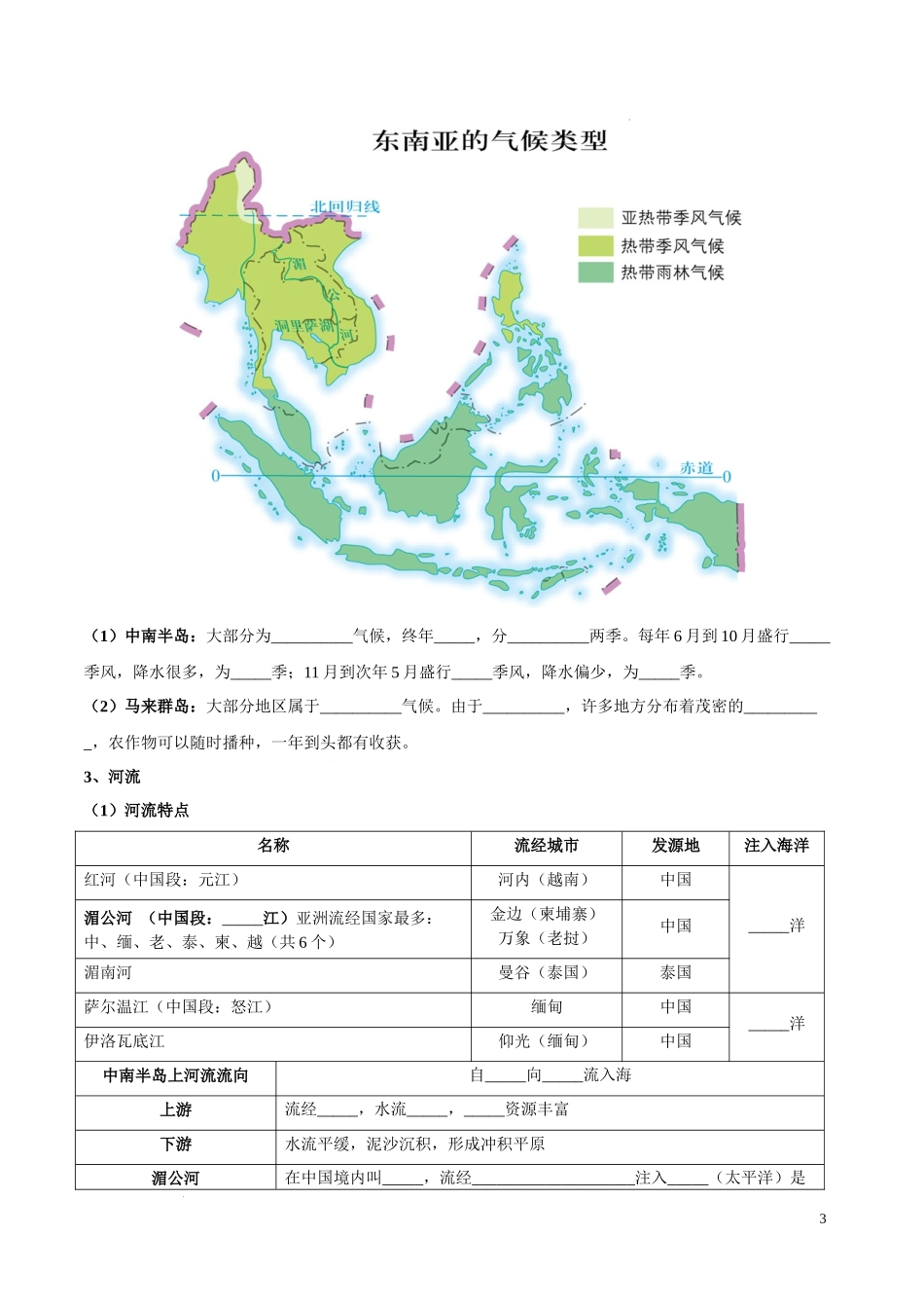 专题10  东南亚和南亚（晨读晚默）（晚默版）2023地理会考二轮复习专题训练.docx_第3页