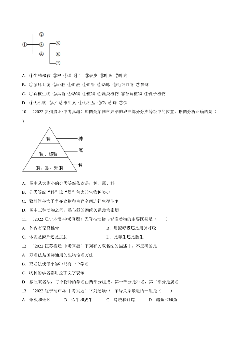 专题15 生物的多样性及其保护（原卷版）.docx_第3页