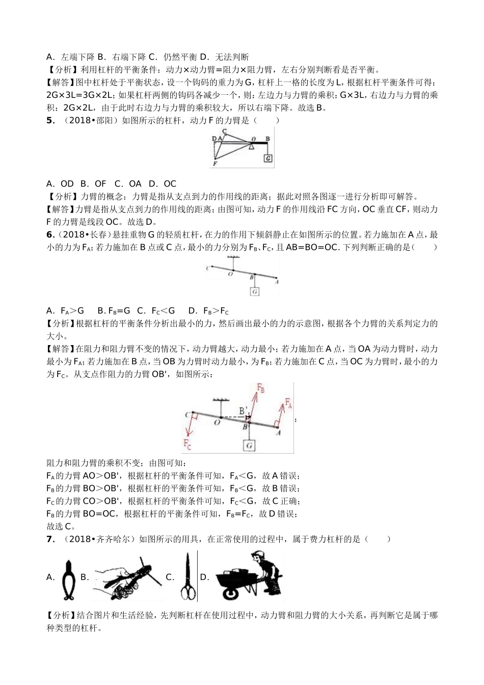 【九年级下册人教版物理】专题13  杠杆及其平衡条件.doc_第2页