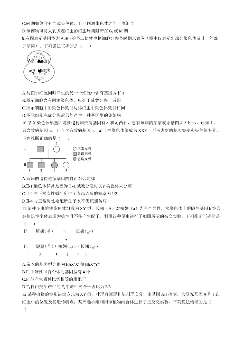 山东省德州市2024-2025学年高三上学期期中考试生物试题含答案.docx_第3页