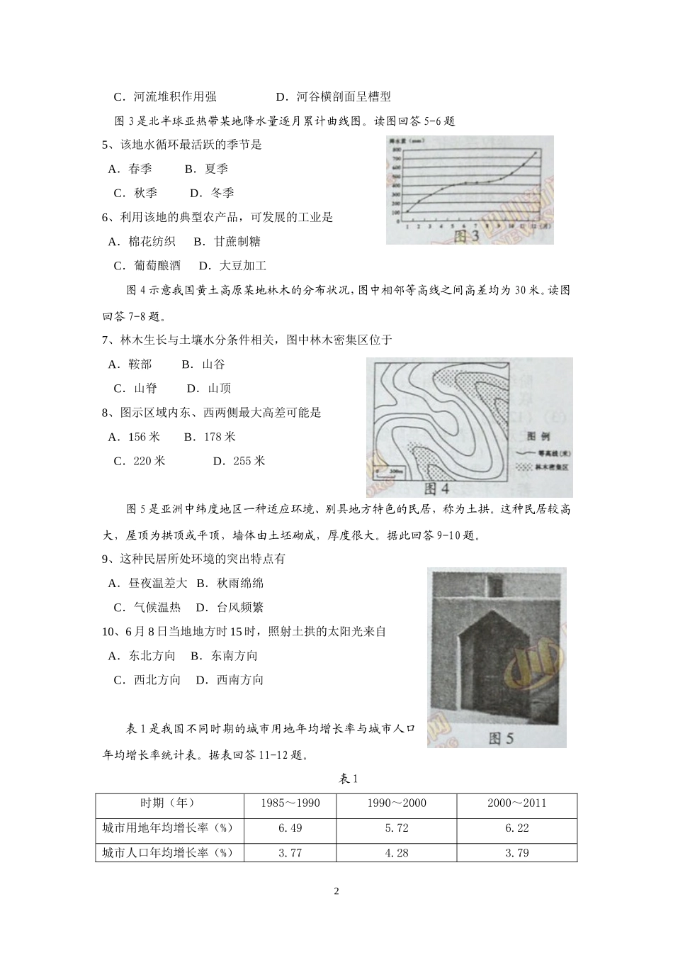 2013年全国高考四川文综地理试题及答案.doc_第2页