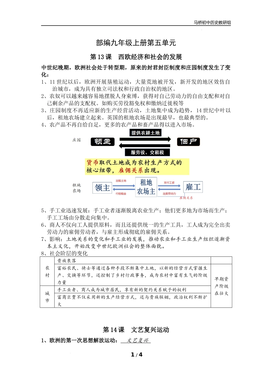 第五单元+走向近代复习提纲+九年级历史上册.docx_第1页