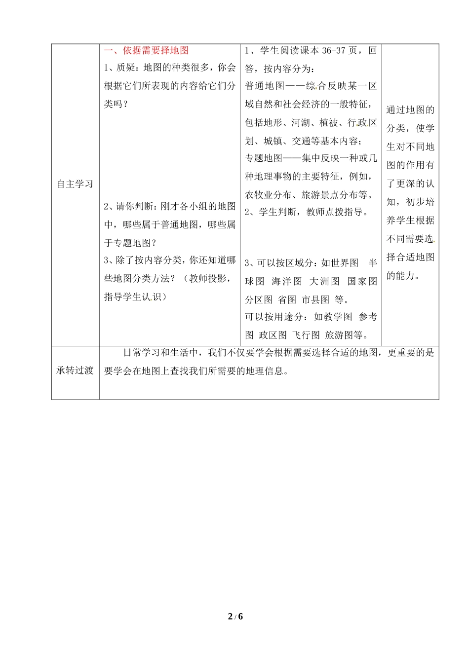 七年级 上学期 地理 商务星球版 第二章 地图《地图的应用》参考教案.doc_第2页