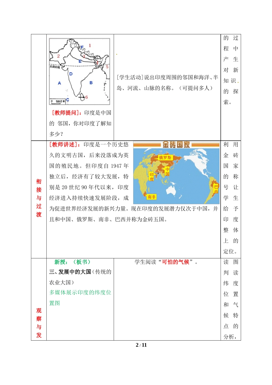 七年级 下学期 地理 商务星球版《印度》参考教案（第2课时）.doc_第2页