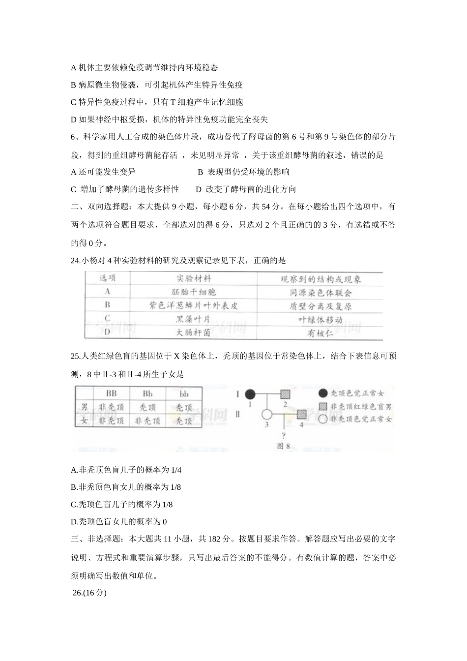 2012年广东高考生物（原卷版）.docx_第2页