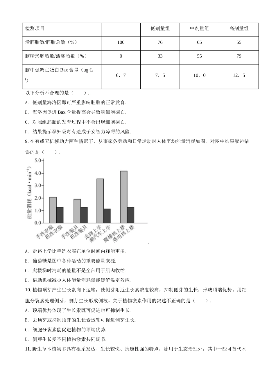 2021年北京市高考生物试卷（原卷版）.doc_第3页