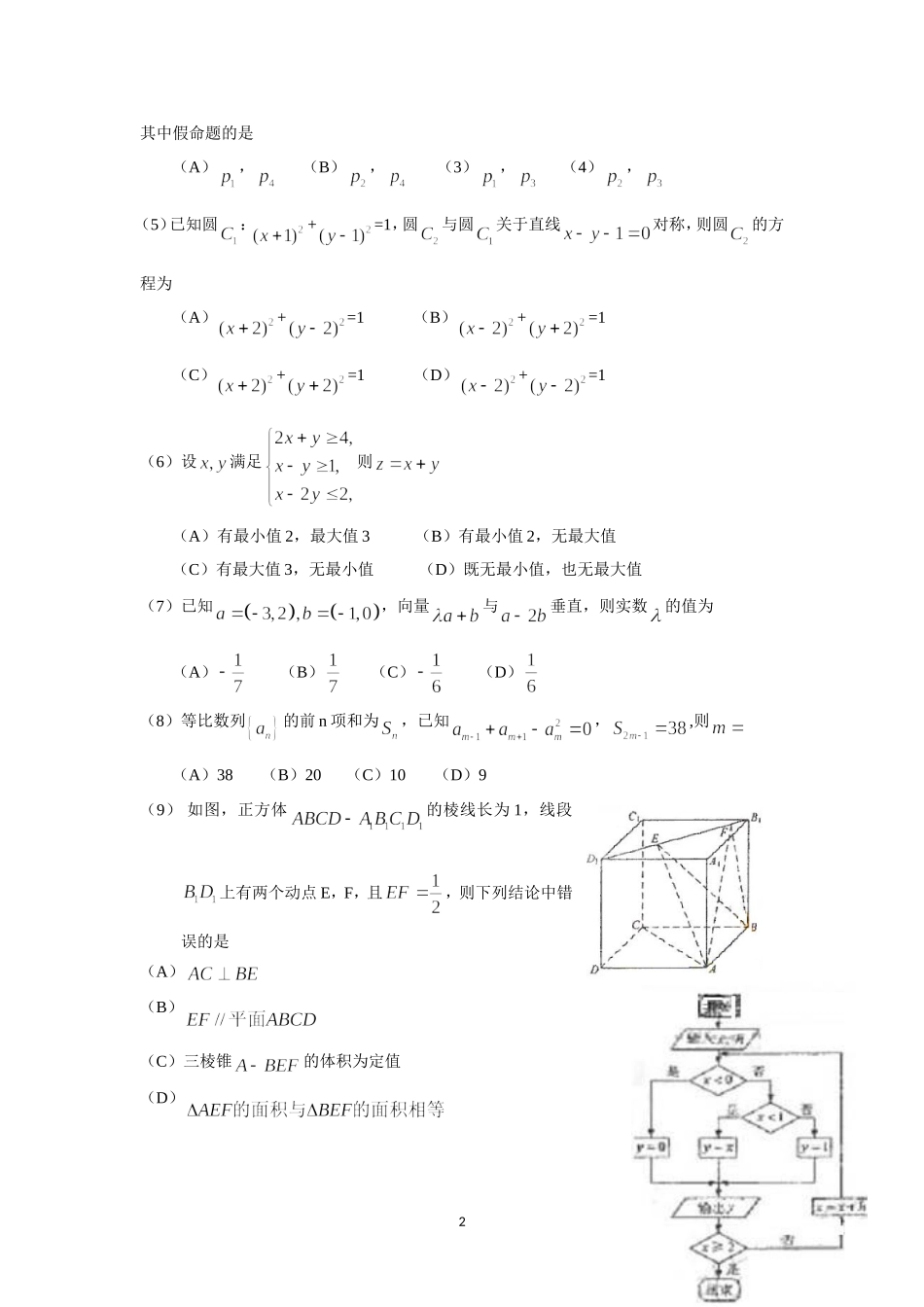 2009年海南省高考数学试题及答案（文科）.doc_第2页