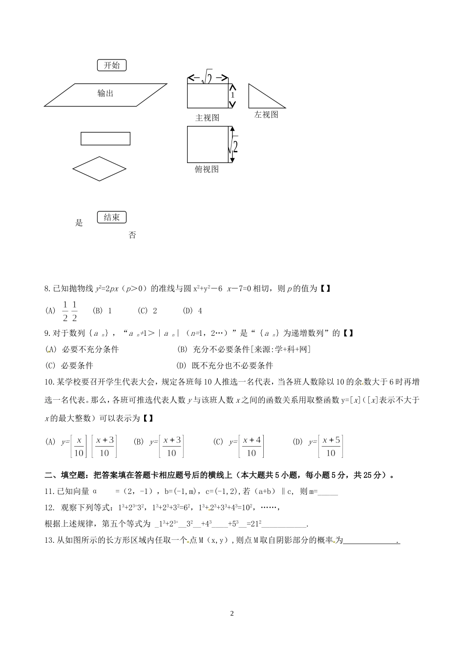 2010年陕西高考理科数学试题及答案.doc_第2页