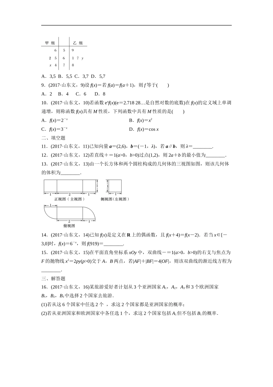 2017年高考真题数学【文】(山东卷)（含解析版）.docx_第2页