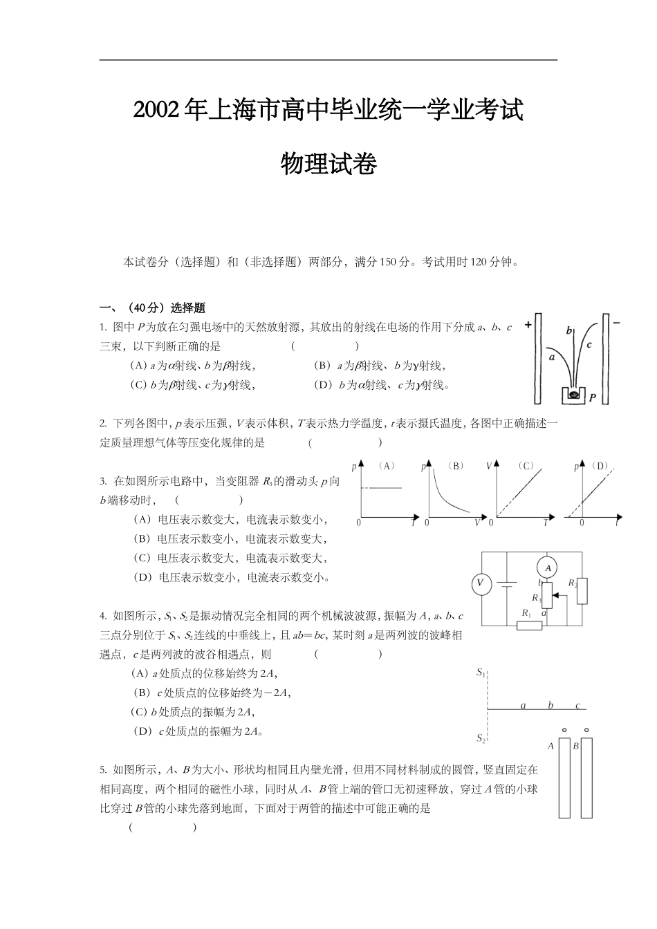 2002年上海市高考物理试题及答案.doc_第1页