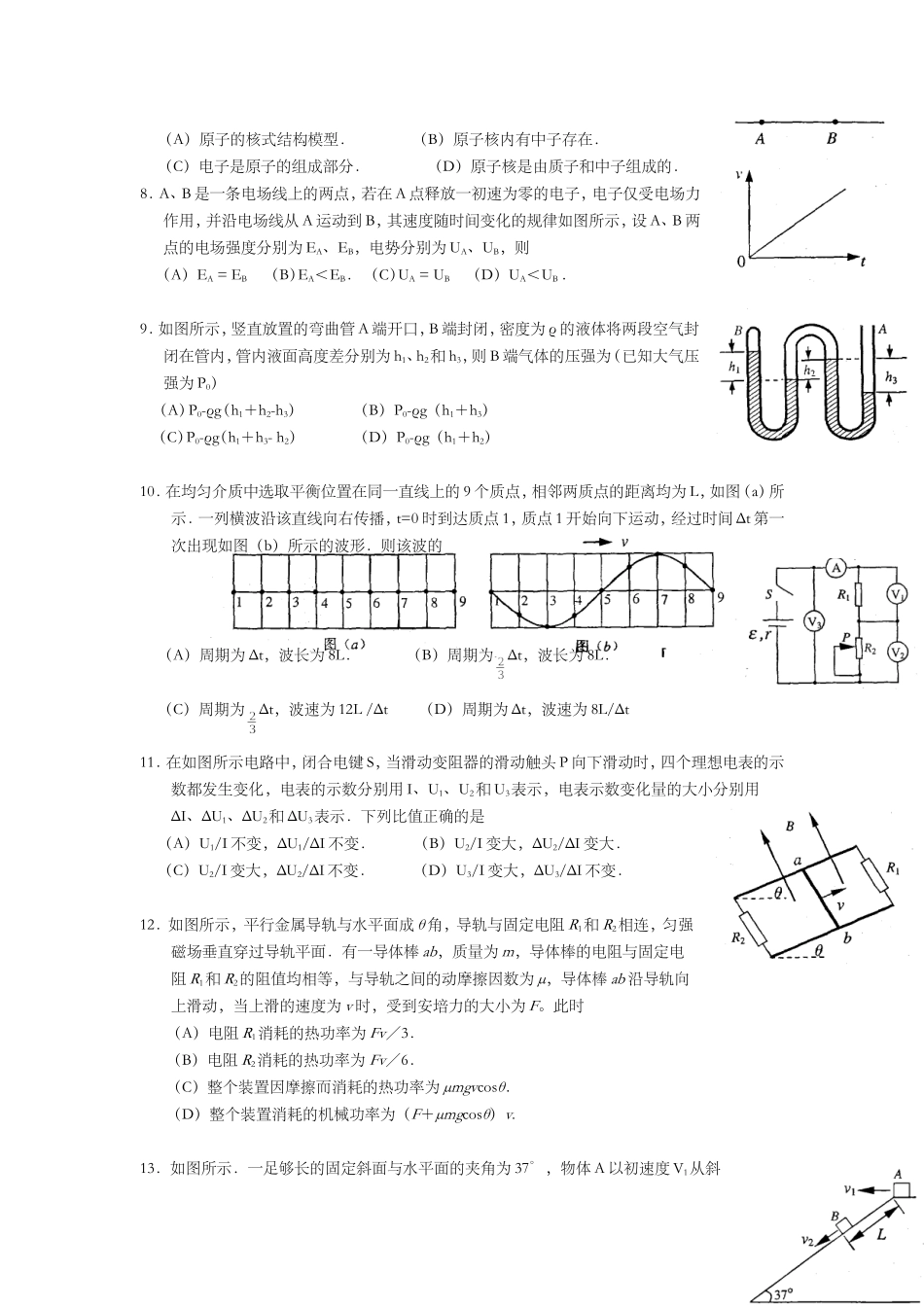 2006年上海市高考物理试题及答案.doc_第3页