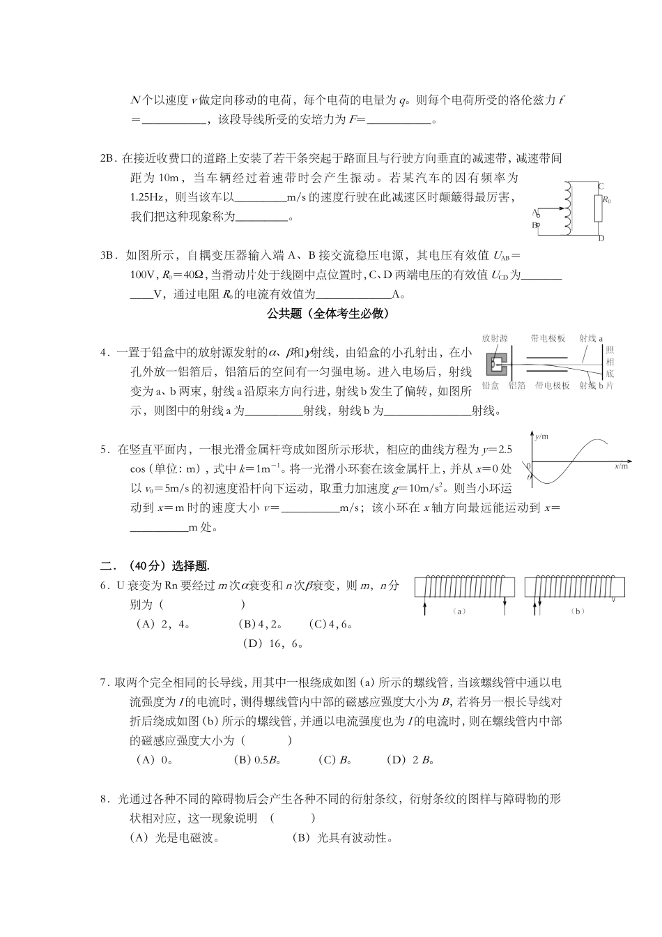 2007年上海市高考物理试题及答案.doc_第2页