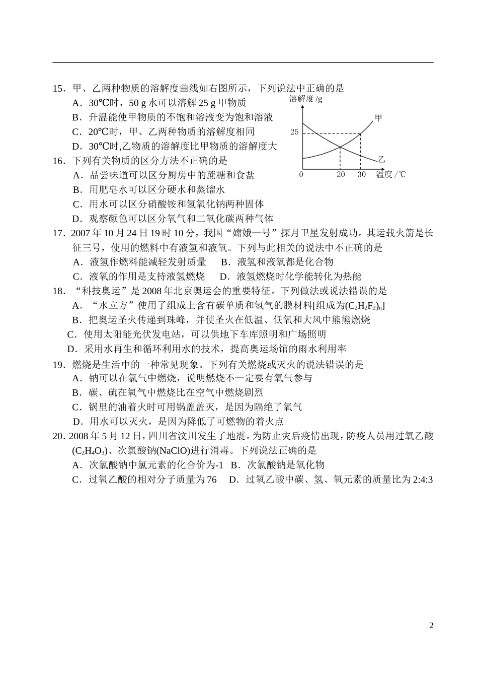 2008年江苏省徐州市中考化学试题及答案.doc_第2页