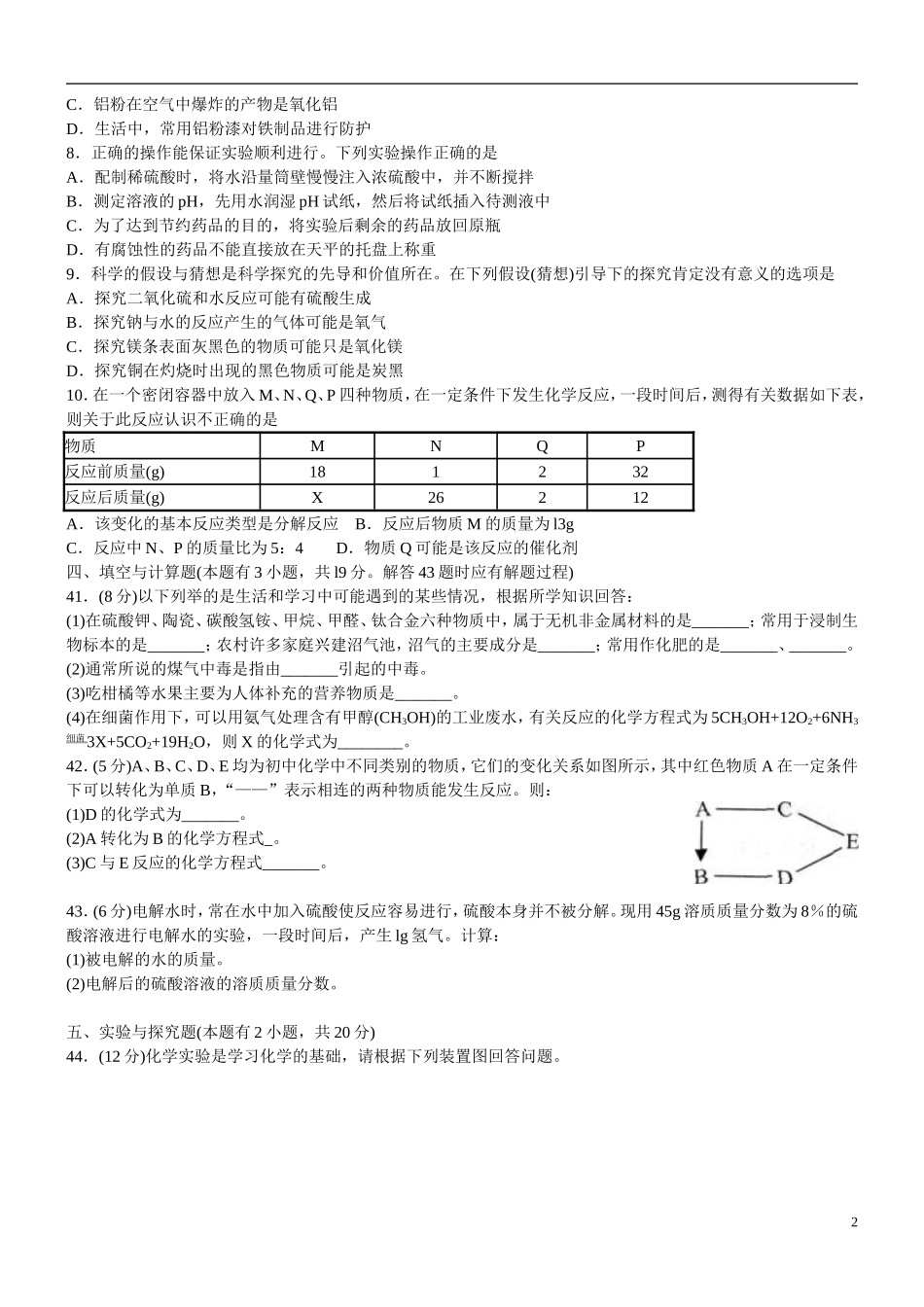 2009年江苏省徐州市中考化学试卷及答案.doc_第2页