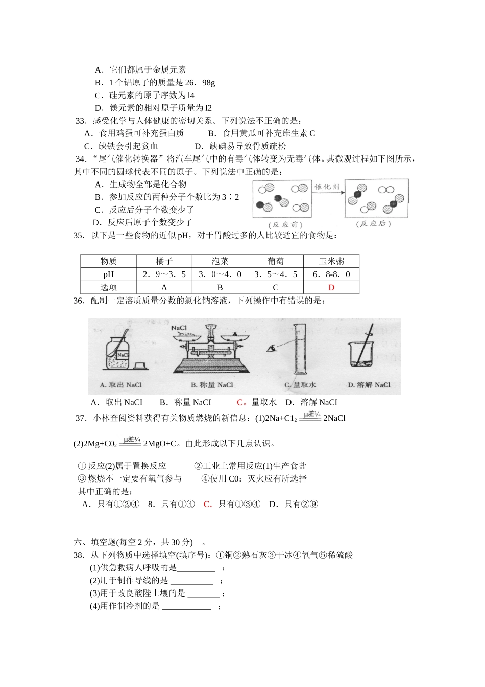 2010年海南中考化学试题及答案.doc_第2页