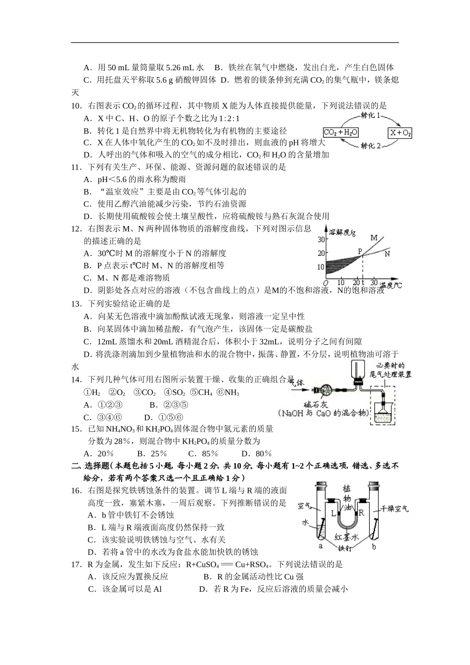 2010年江苏省镇江市中考化学试卷及答案.doc_第2页